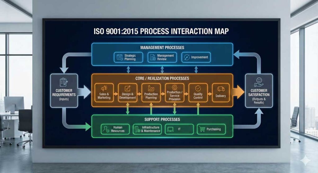 نقشه فرایندها و تعامل فرایندها در ISO 9001